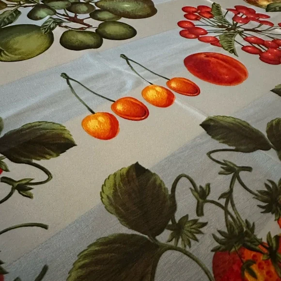 Burberry Green and Red Fruit Print Scarf - Picture 5 of 6